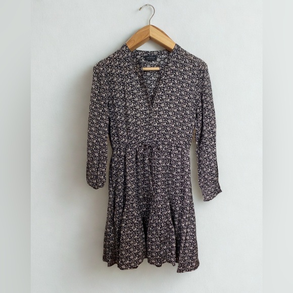 Lucky Brand Dresses & Skirts - Lucky Brand Mock Neck Peasant Floral Dress Black Size Small